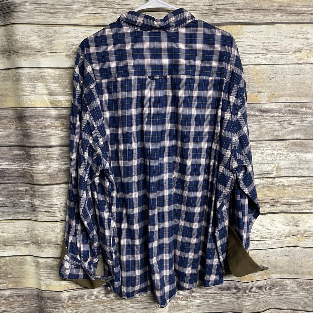 Cabela's Flip Cuff Button Down Shirt Men's 2XL Cotton Plaid Long‎ Sleeve Country
